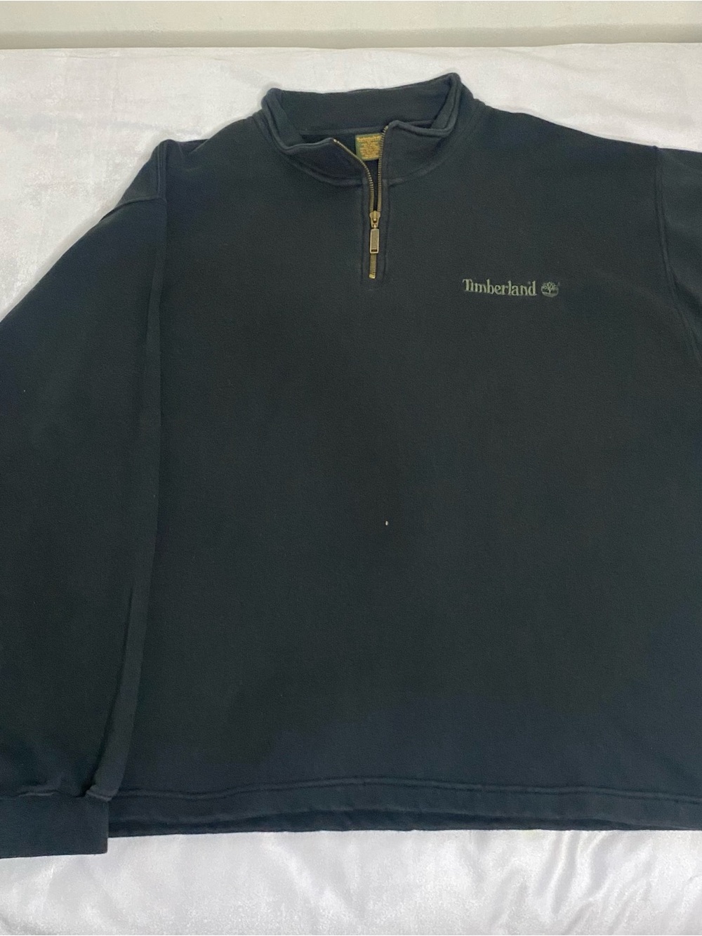 Vintage Timberland Weathergear 1/4 Zip Sweatshirt Mens XL Black 90s Heavy Cotton